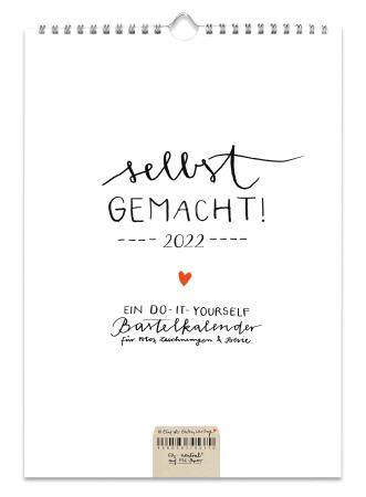 A4 Bastelkalender 2022, Fotokalender, Kreativkalender, Geburtstagskalender im selbstgemacht Design schlicht, Schwarz Weiß mit Herz